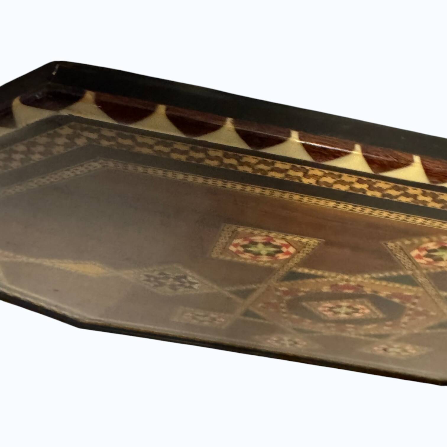 Vintage Hardwood Serving Tray with Copper Inlay – Dutch Mid-Century Tray