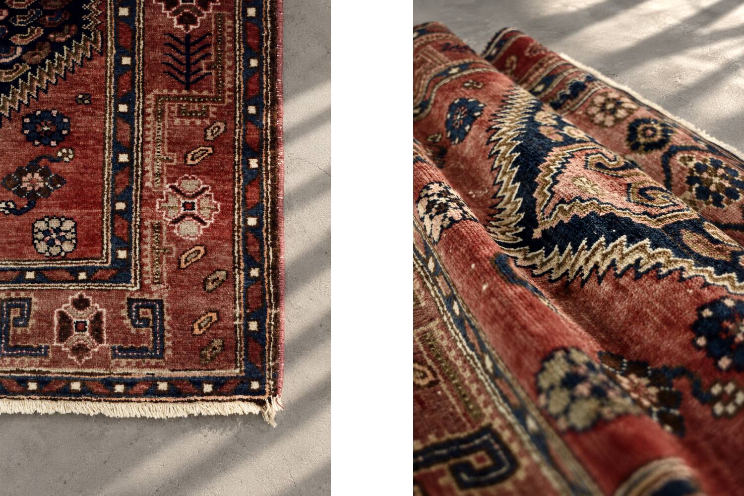 Vintage Hand-Woven Middle Eastern Oriental Hamadan Kamse Rug, 1960s