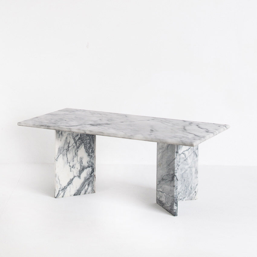Vintage white marble coffee table - France, 1970s