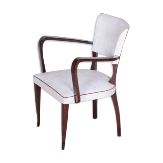 Fauteuil en cuir artificiel blanc - France des années 1930