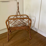 Vintage rattan magazine holder