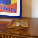 Hollywood regency vide poche, brass and Vienna straw, Italy 1970