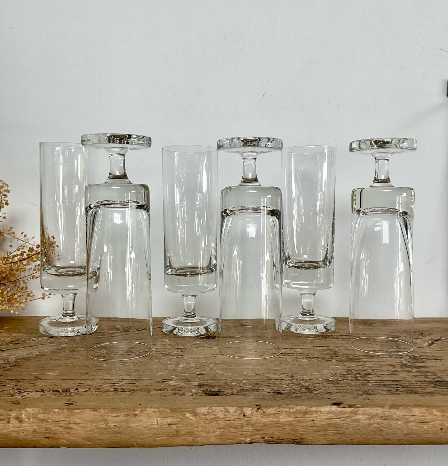 6 vintage champagne flutes