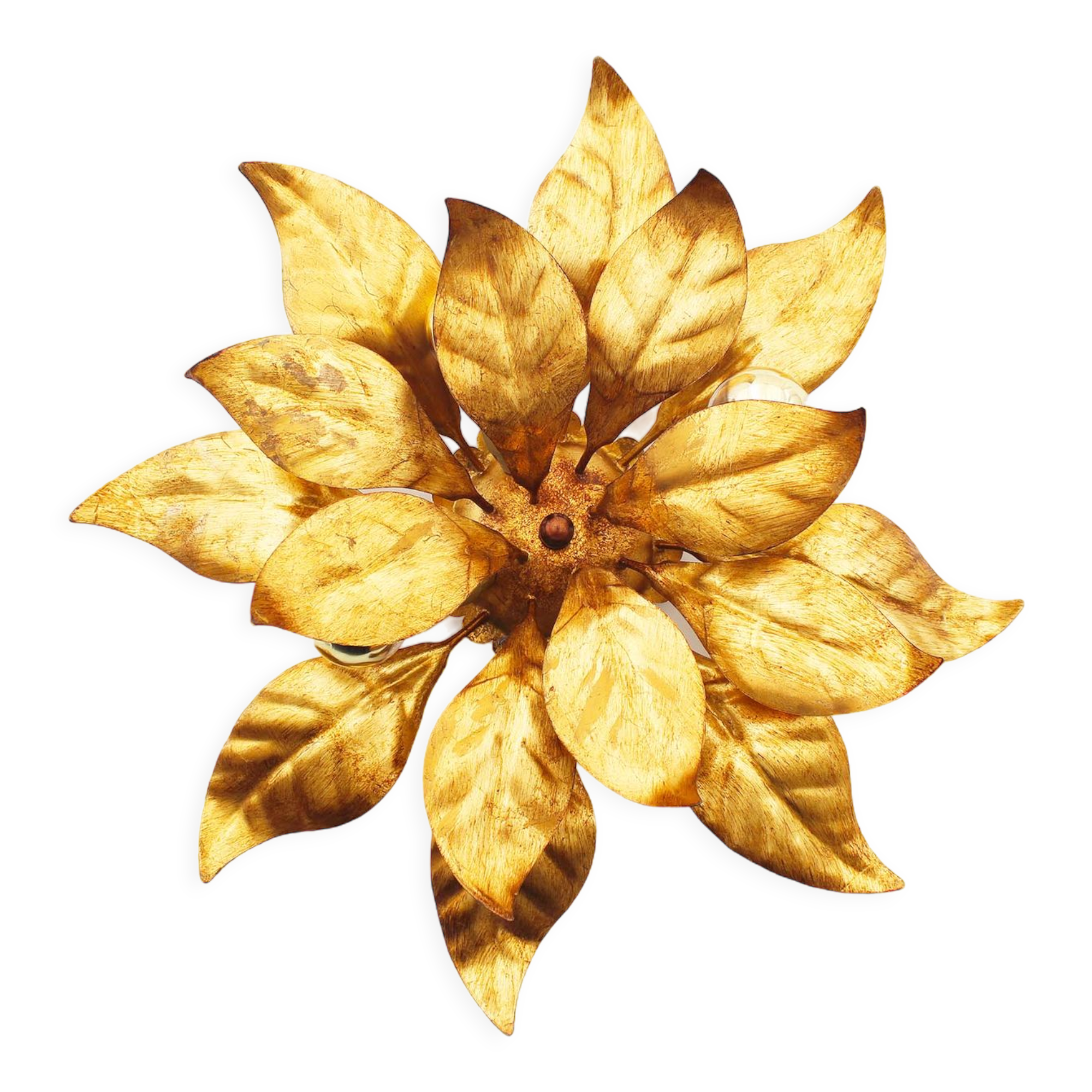 Gilt Florentine Flush Mount Light by Hans Kögl