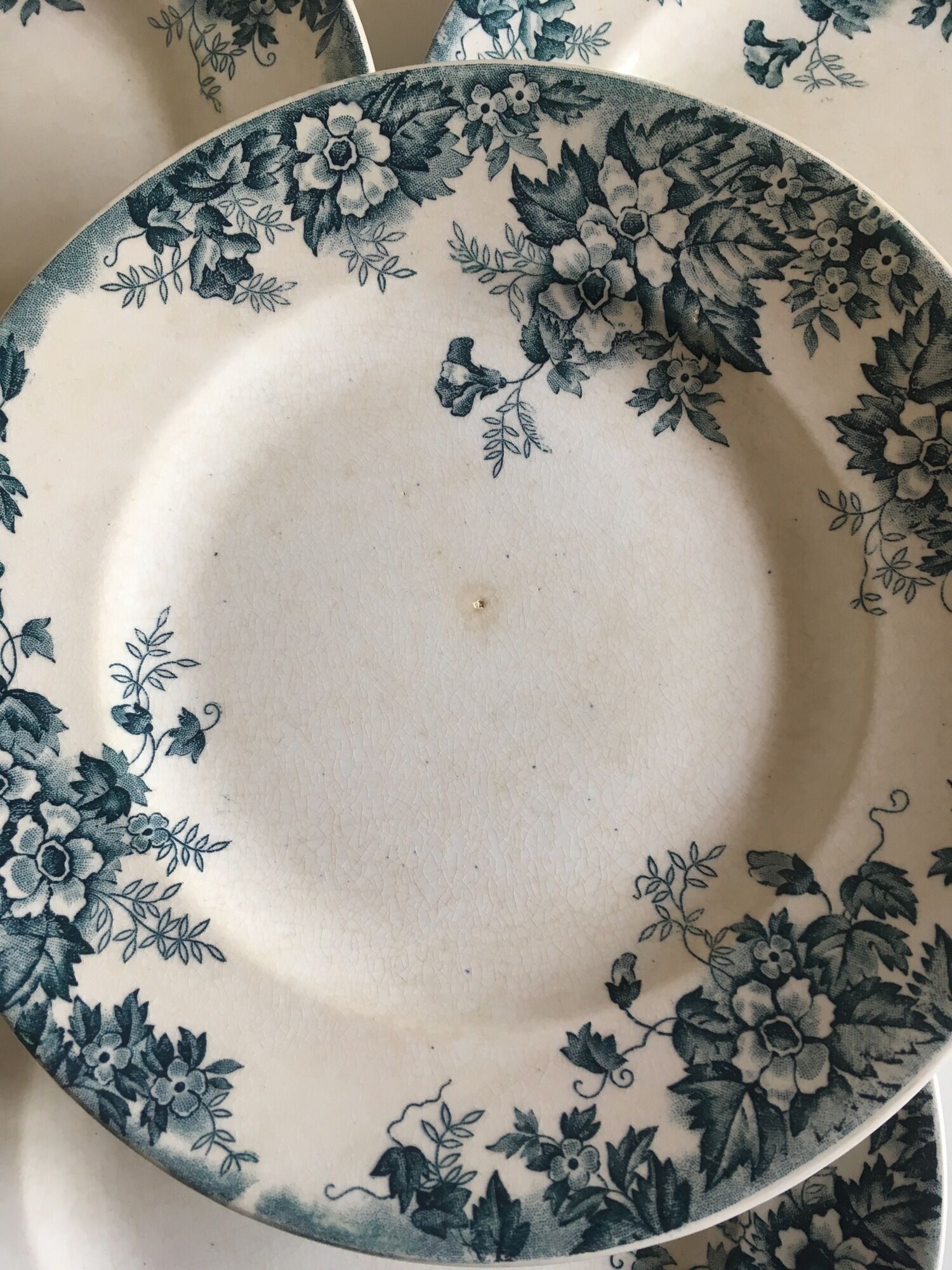 Set de 8 assiettes en faïence terre de fer Marie-Louise 1920s