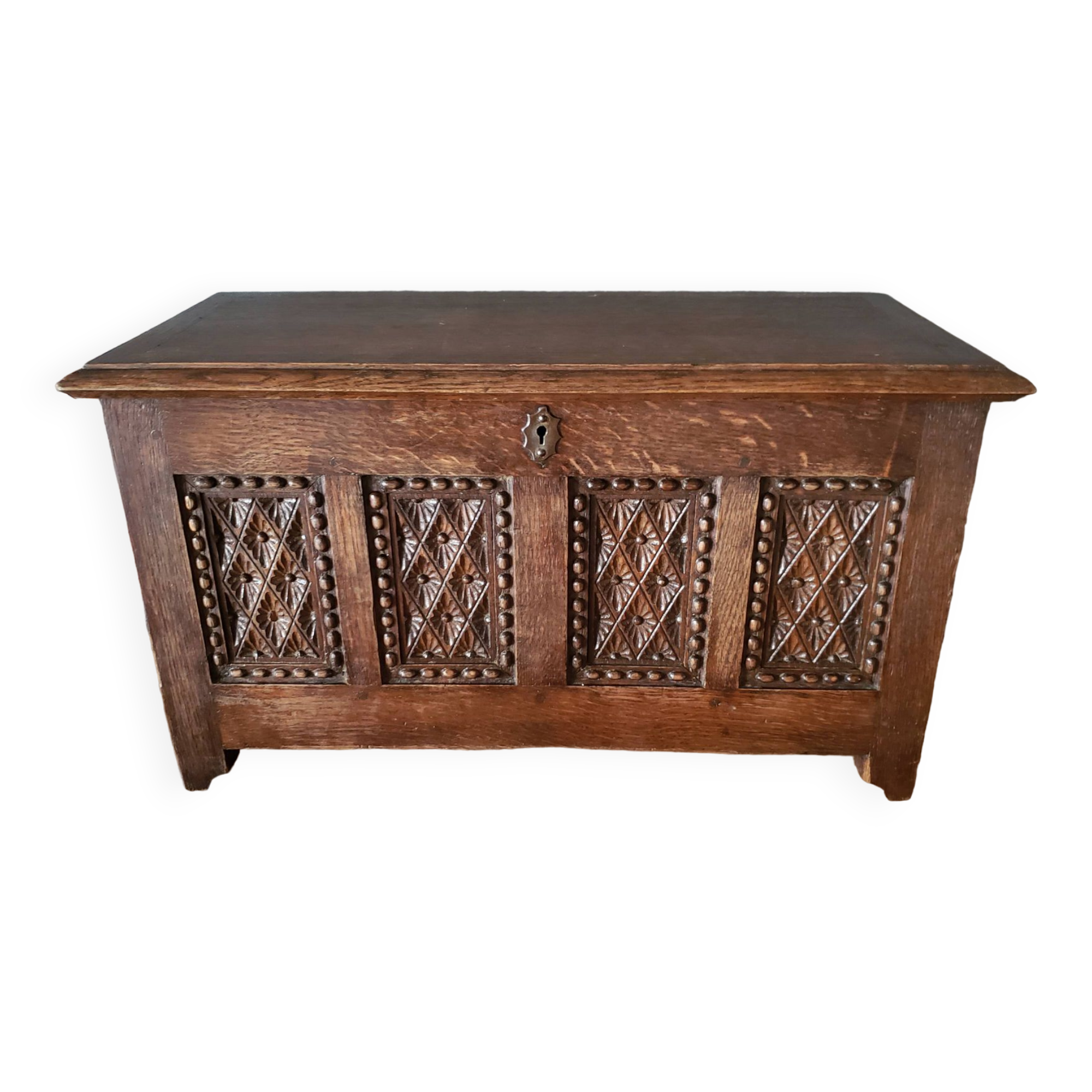 Mini carved oak chest