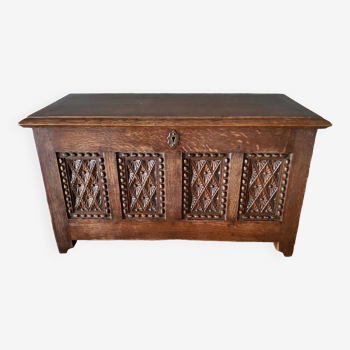 Mini carved oak chest