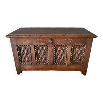 Mini carved oak chest