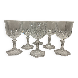 Set of 6 Chaumont crystal d'Arques wine glasses