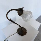 Art nouveau brass swan neck lamp