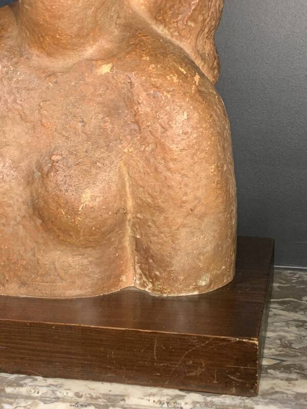 Art Deco Expressionist Sculpture "Nude Female Bust" unique piece 1940
