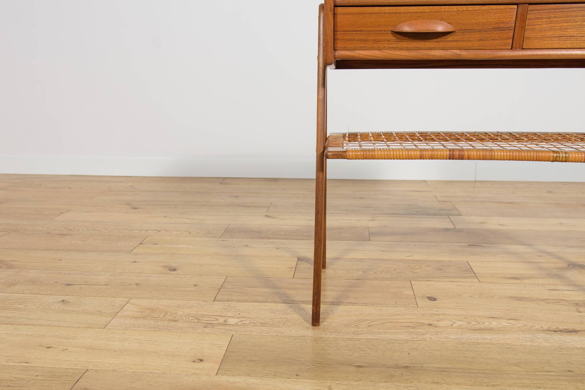 Mid-Century Teak and Rattan Console Table by Søren Rasmussen, Denmark, 1960