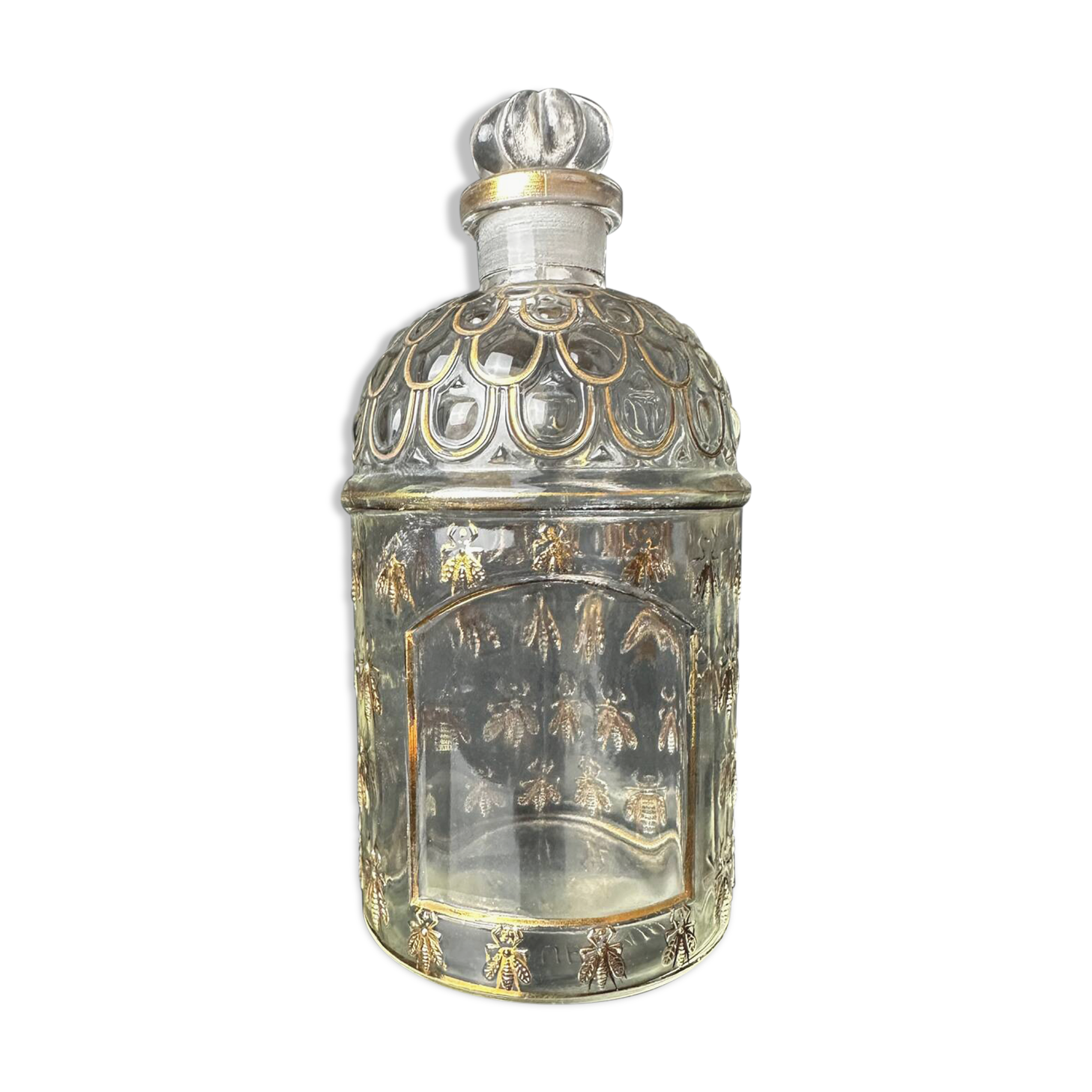 Flacon "Aux Abeilles" Guerlain en verre soufflé et dorure à l'or fin