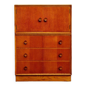 Tallboy vintage en chêne avec trois tiroirs et grand placard par Meredew Furniture