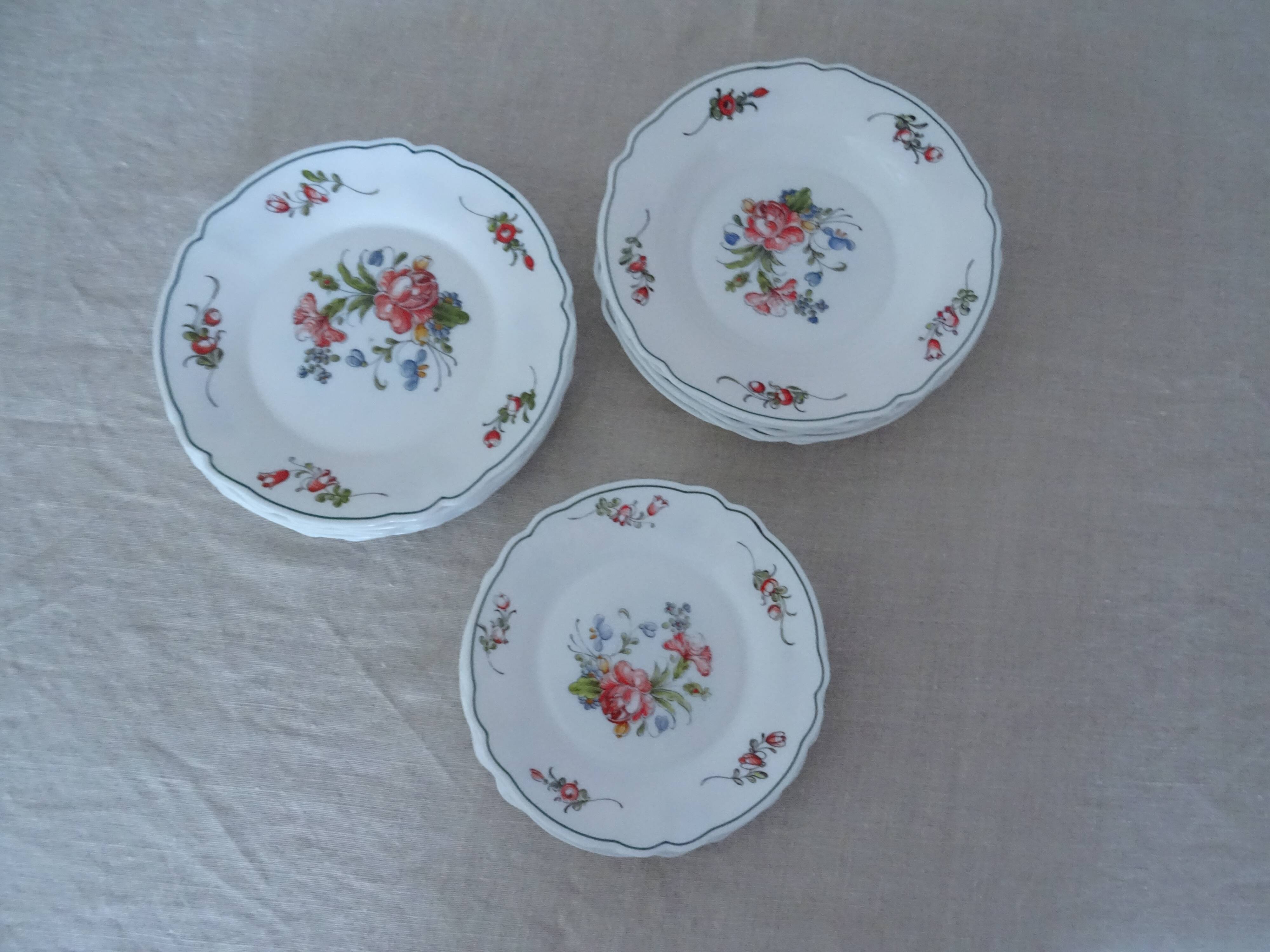 18 plates ronsard, flowers Arcopal 6 x plate hollow dessert