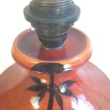 Ochre ceramic lamp base with bamboo decoration