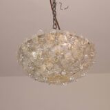 Elegant Murano Ceiling Light Gold and Trasparent Flower by Seguso for Venin