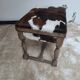 Tabouret coffre vintage en bois et peau de vache