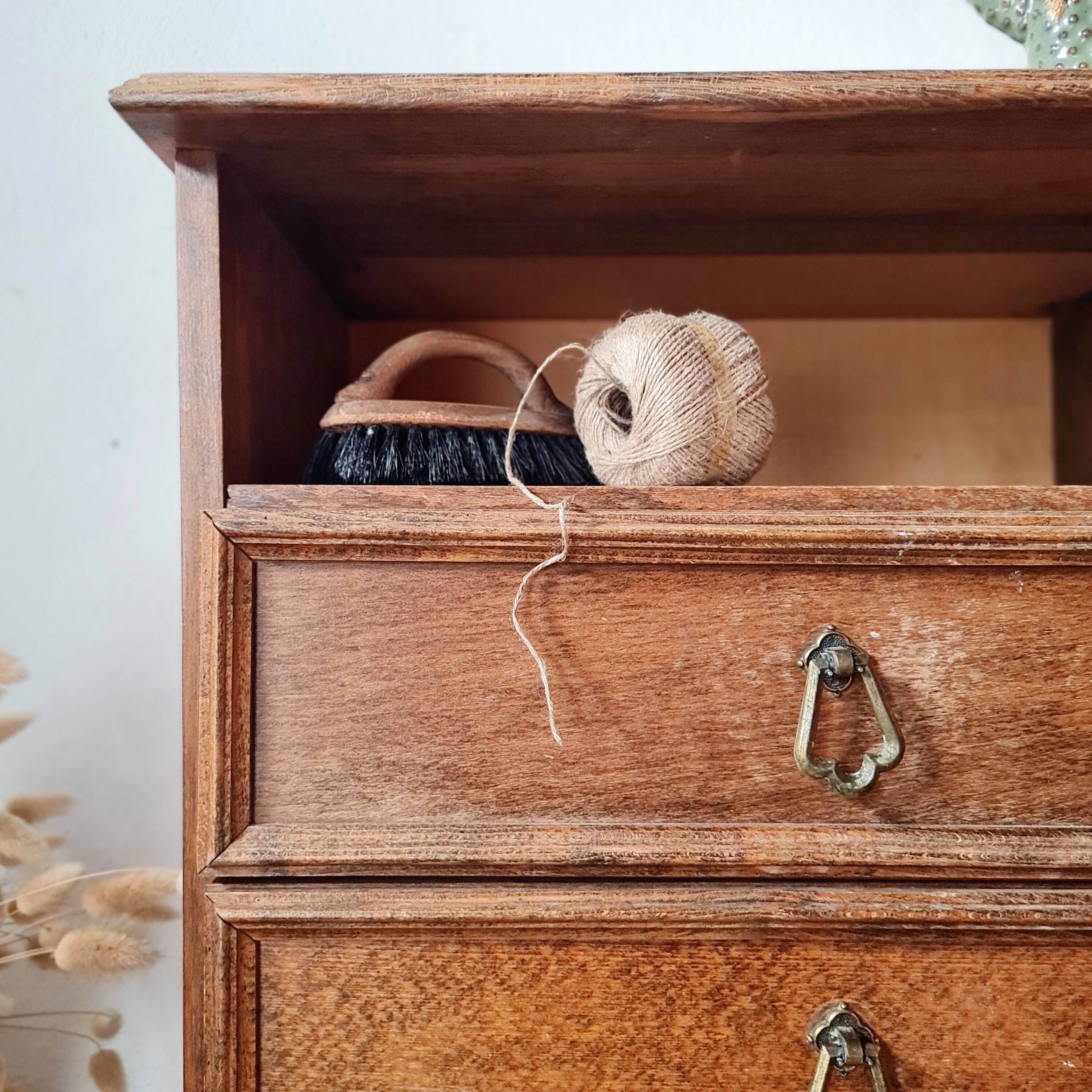 Small vintage wooden piece of furniture with 3 drawers - small chest of drawers.
