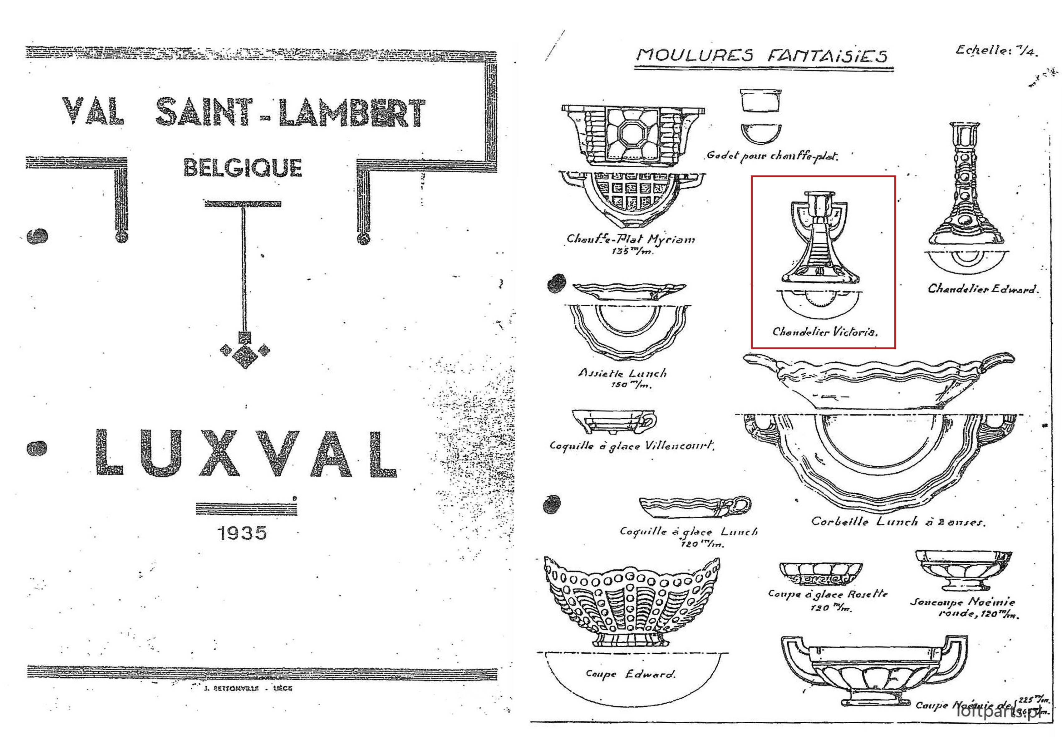 2 Luxval candlesticks • Victoria model • Val Saint Lambert • 1935