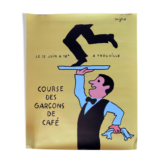 Affiche originale "Trouville Course des garçons de café" Raymond Savignac 50x61cm 1997