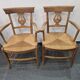 Pair of antique lyre-shaped armchairs – woven straw seats