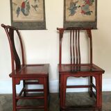 Pair of Chinese chairs, lacquered red, twentieth century
