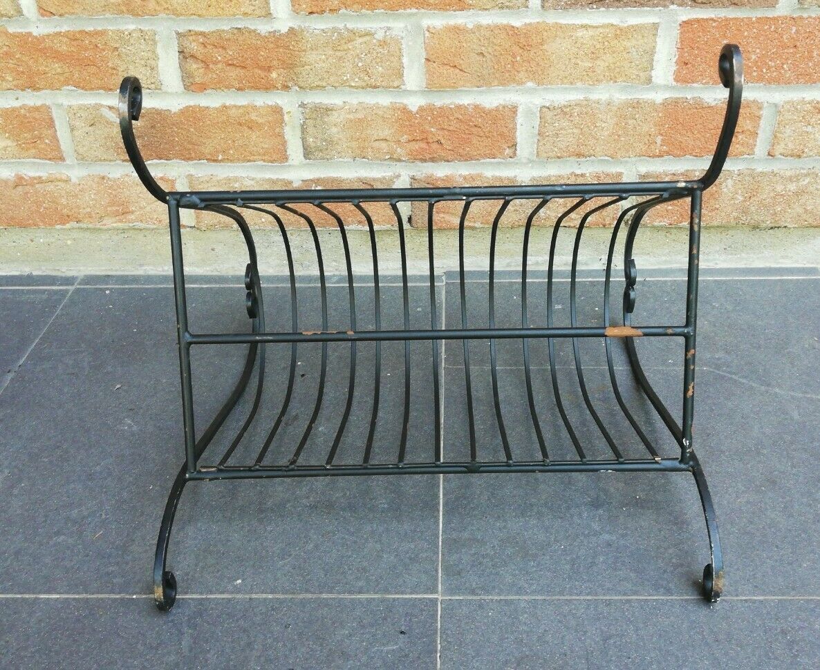 Vintage wrought iron magazine holder