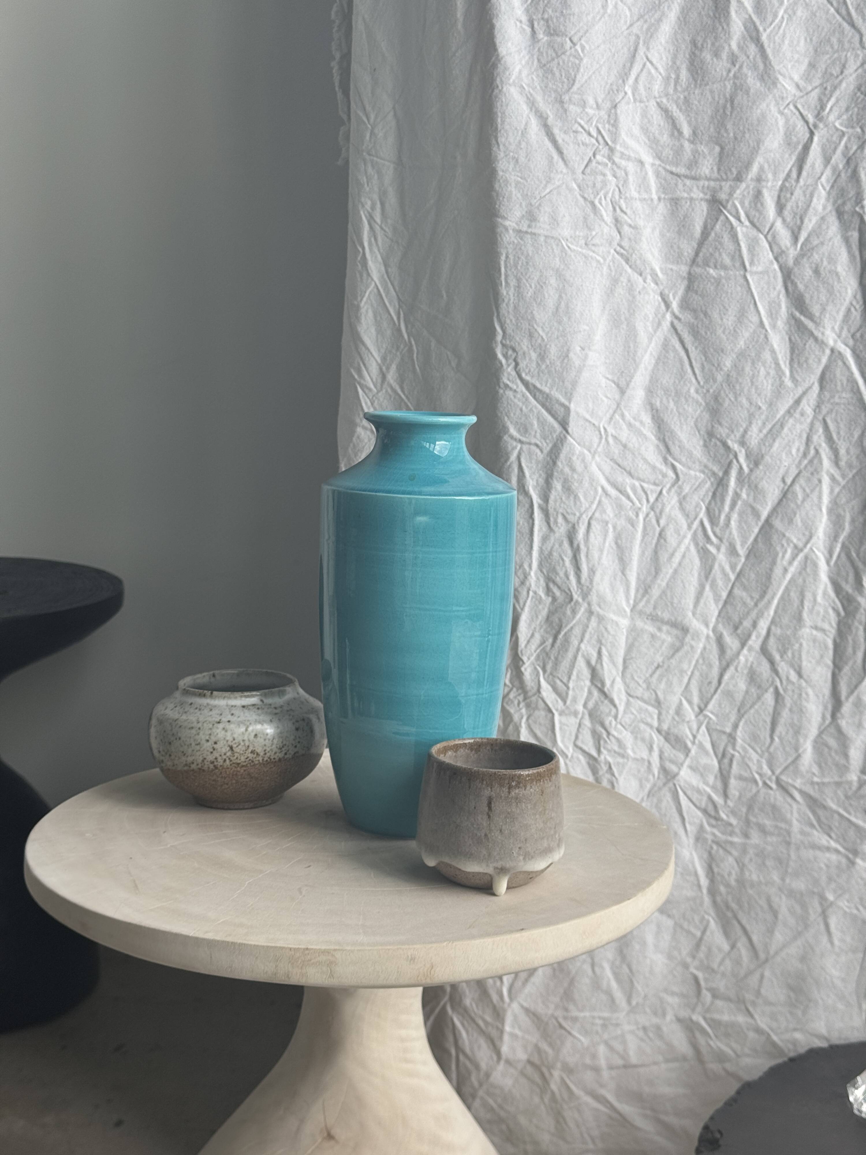 Turquoise blue vase H25.5