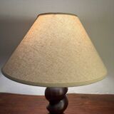 Solid turned wood foot lamp with lampshade