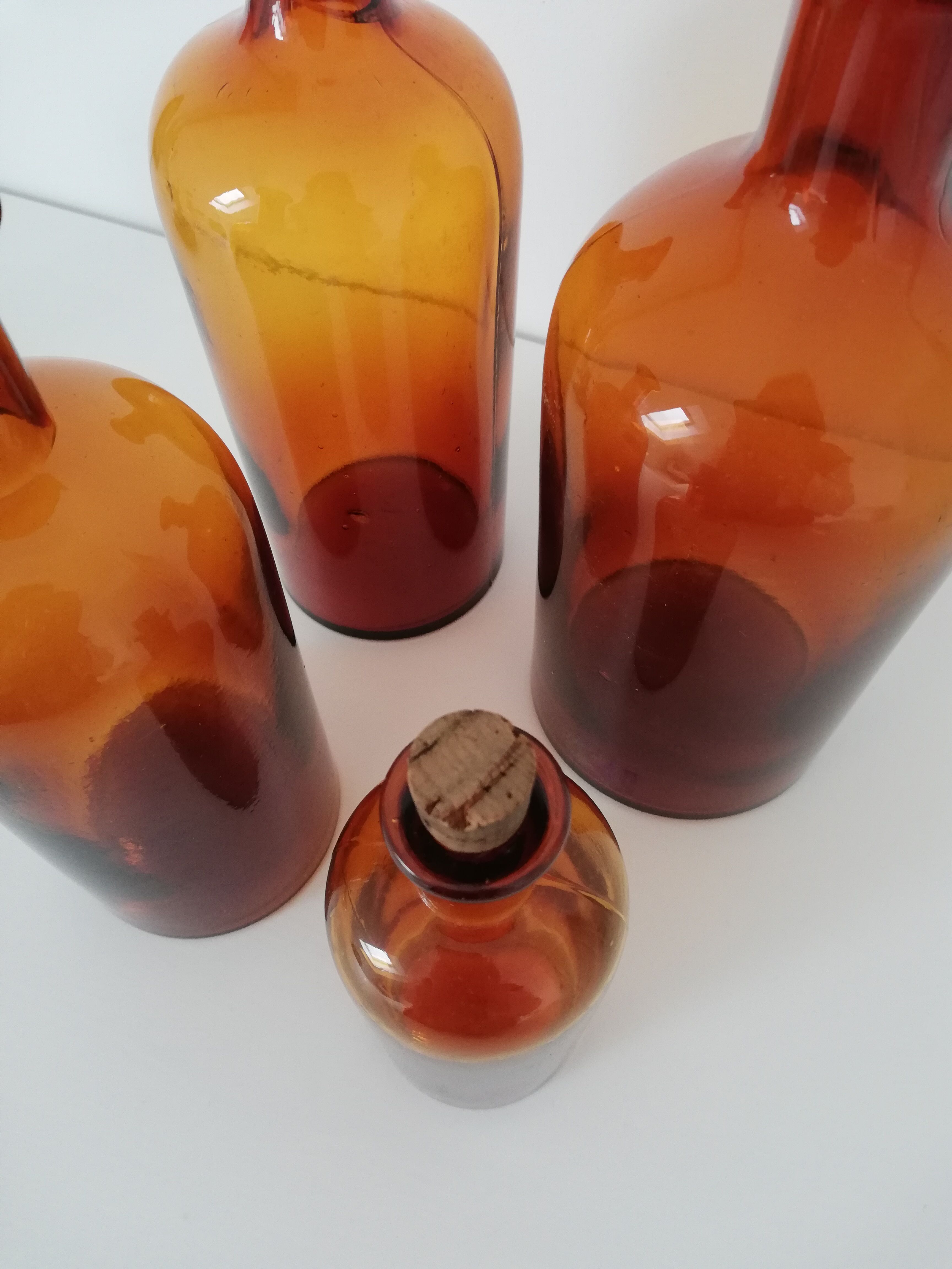 Amber apothecary bottles