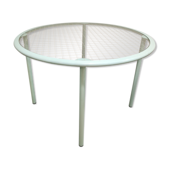 Vintage round glass dining table by Fly line Italy, 1960s