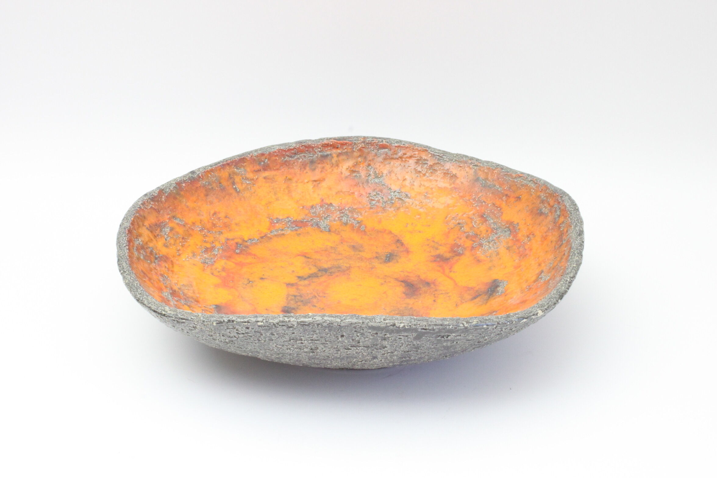 Orange lava glaze vide-poche or centrepiece bowl by Jan van Erp, the netherlands 1960s