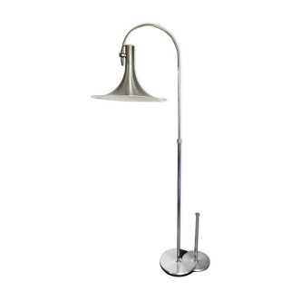 Vintage space age floor lamp in brushed metal