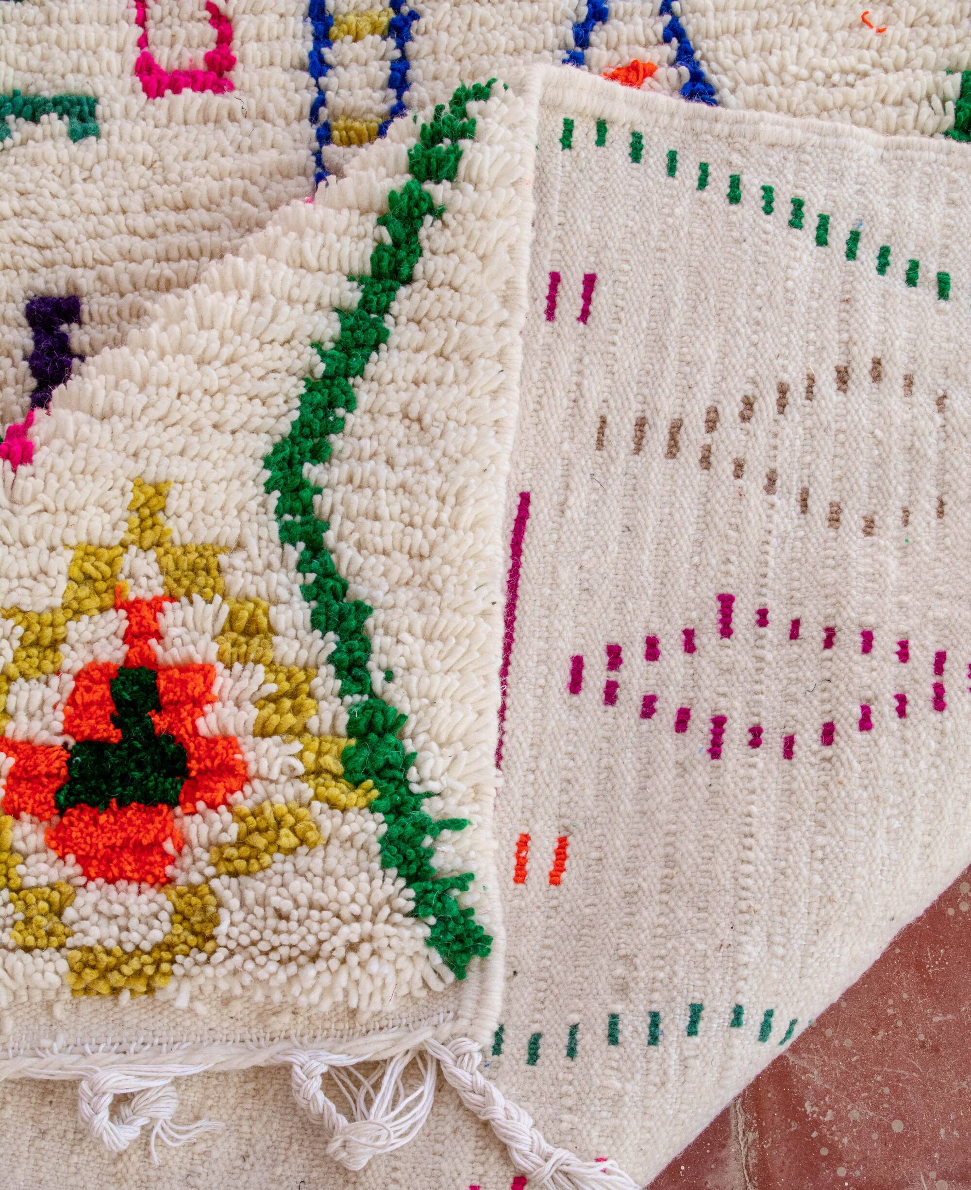 Azilal Moroccan Rug – Colourful Berber Symbols Wool Area Rug | 300x250