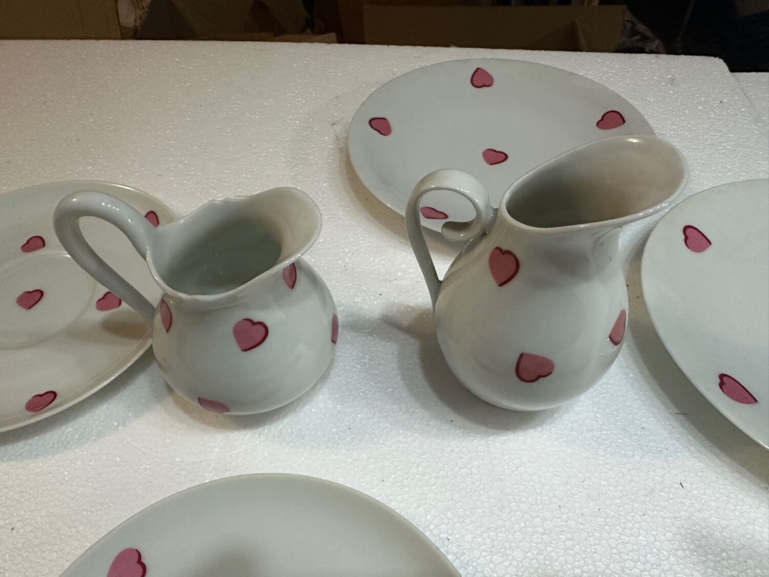 Breakfast Service D. Porthault Limoges Pink Hearts 10 Pcs