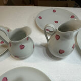 Breakfast Service D. Porthault Limoges Pink Hearts 10 Pcs