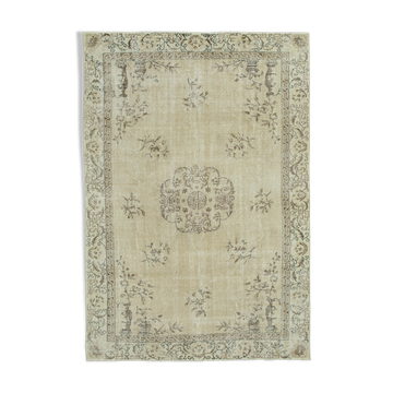 Handwoven Vintage Anatolian Beige Rug 208 cm x 298 cm
