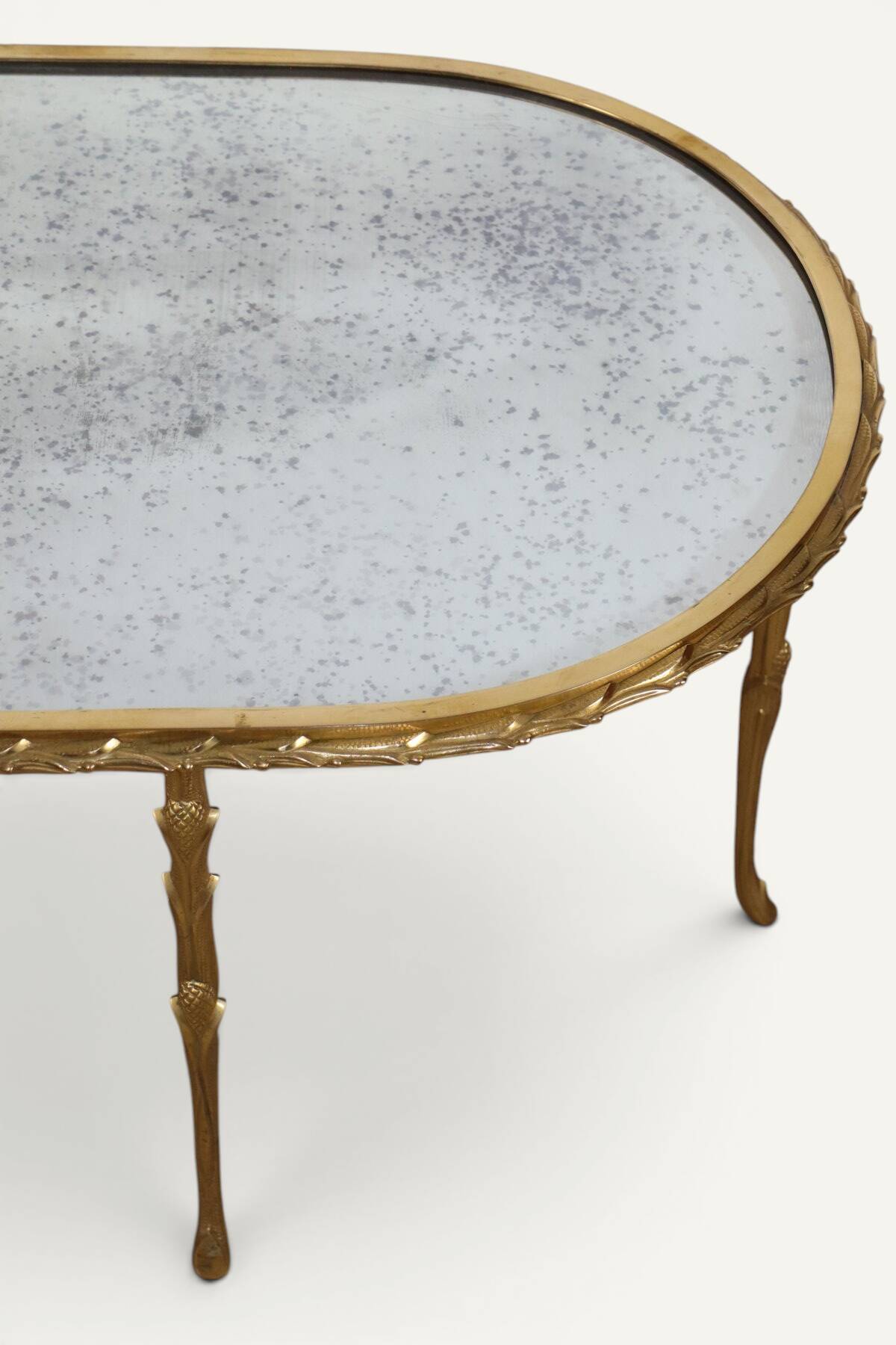 Maison Baguès coffee table in gilded bronze and aged mirror – 1950s