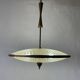 Large UFO design ceiling light in brass and printed glass, 1950s, Italy.