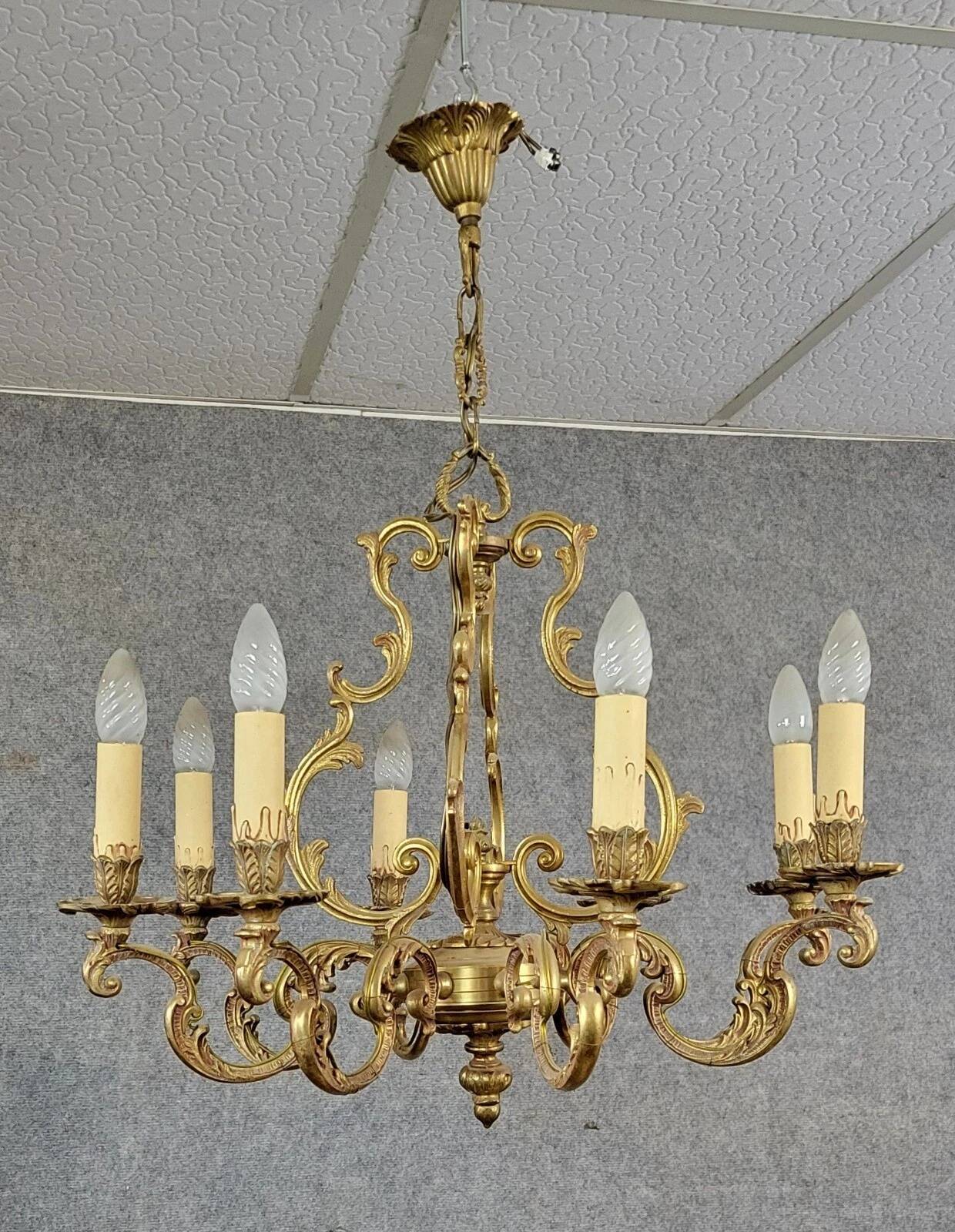 Large Louis XV style chandelier in gilded bronze circa 1950