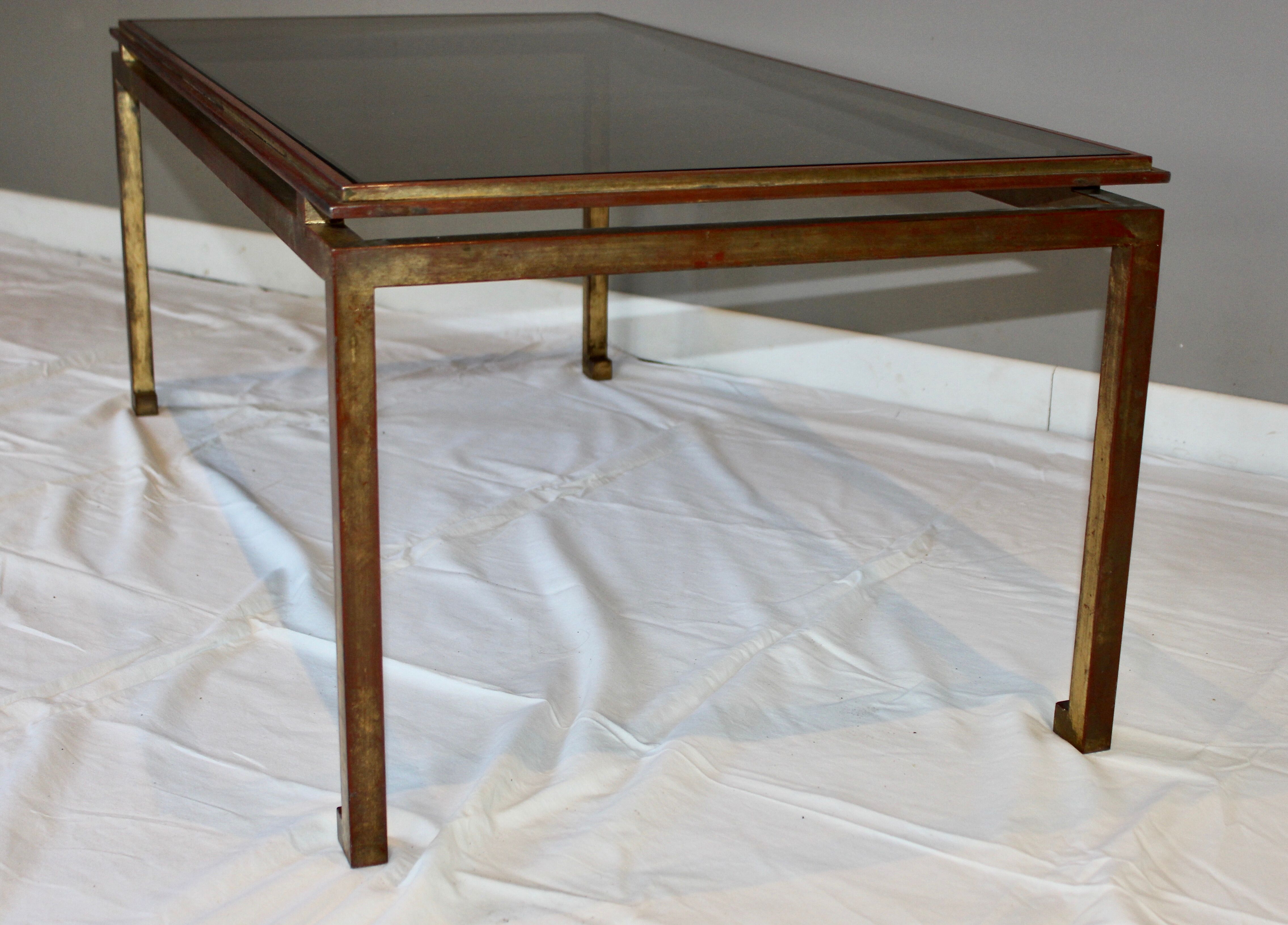 Rectangular gold wrought iron coffee table on sheet, Ramsay House