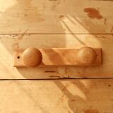 Vintage pine wall coat rack with 2 hooks
