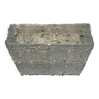 1960s 1970s Ice Glass Flush Mount Plafoniere by Kalmar Franken KG Austria