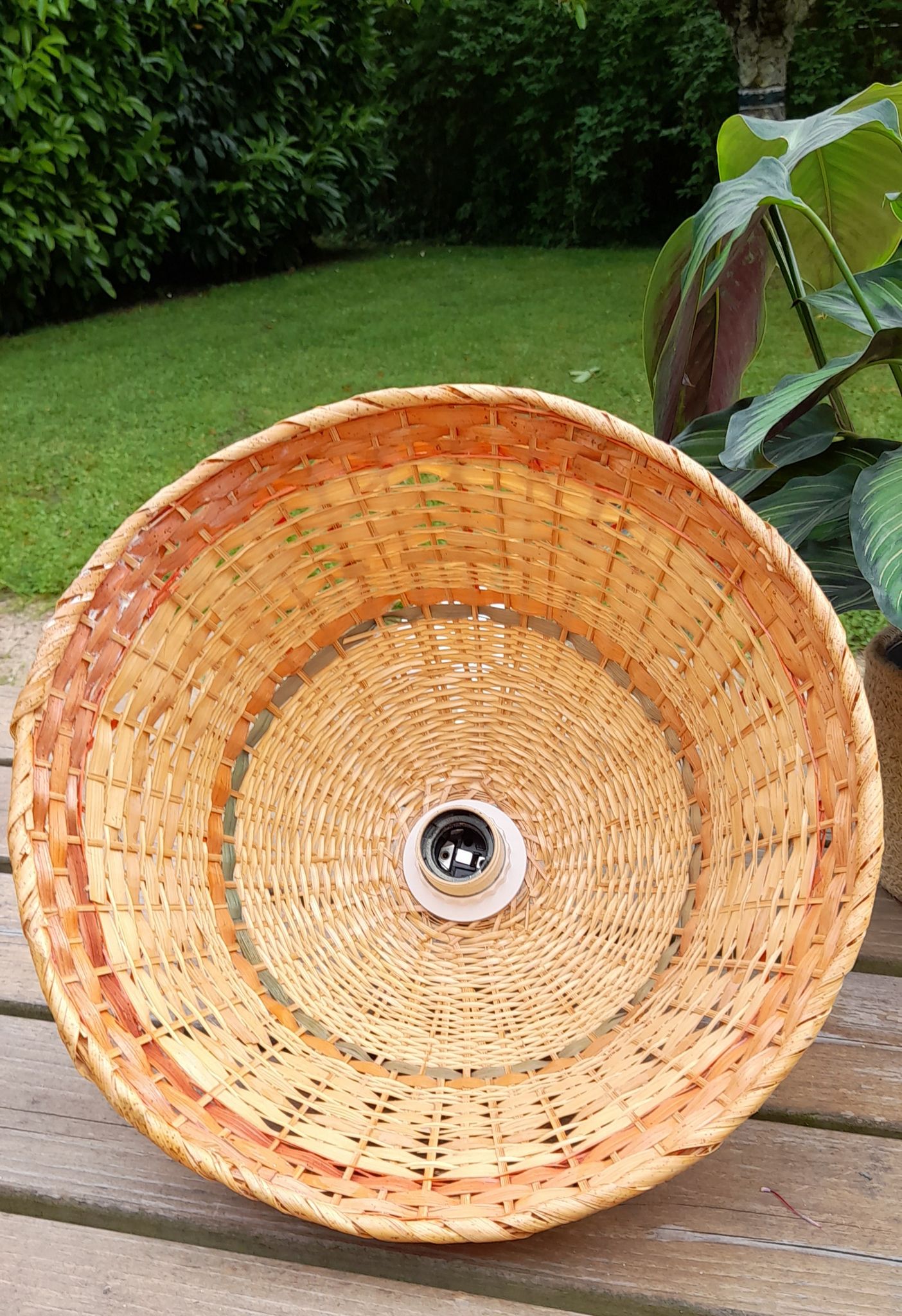 Suspension bell in rattan 3 colors, bohemian spirit seventies6