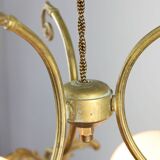 Antique Italian Brass and Opaline Chandelier