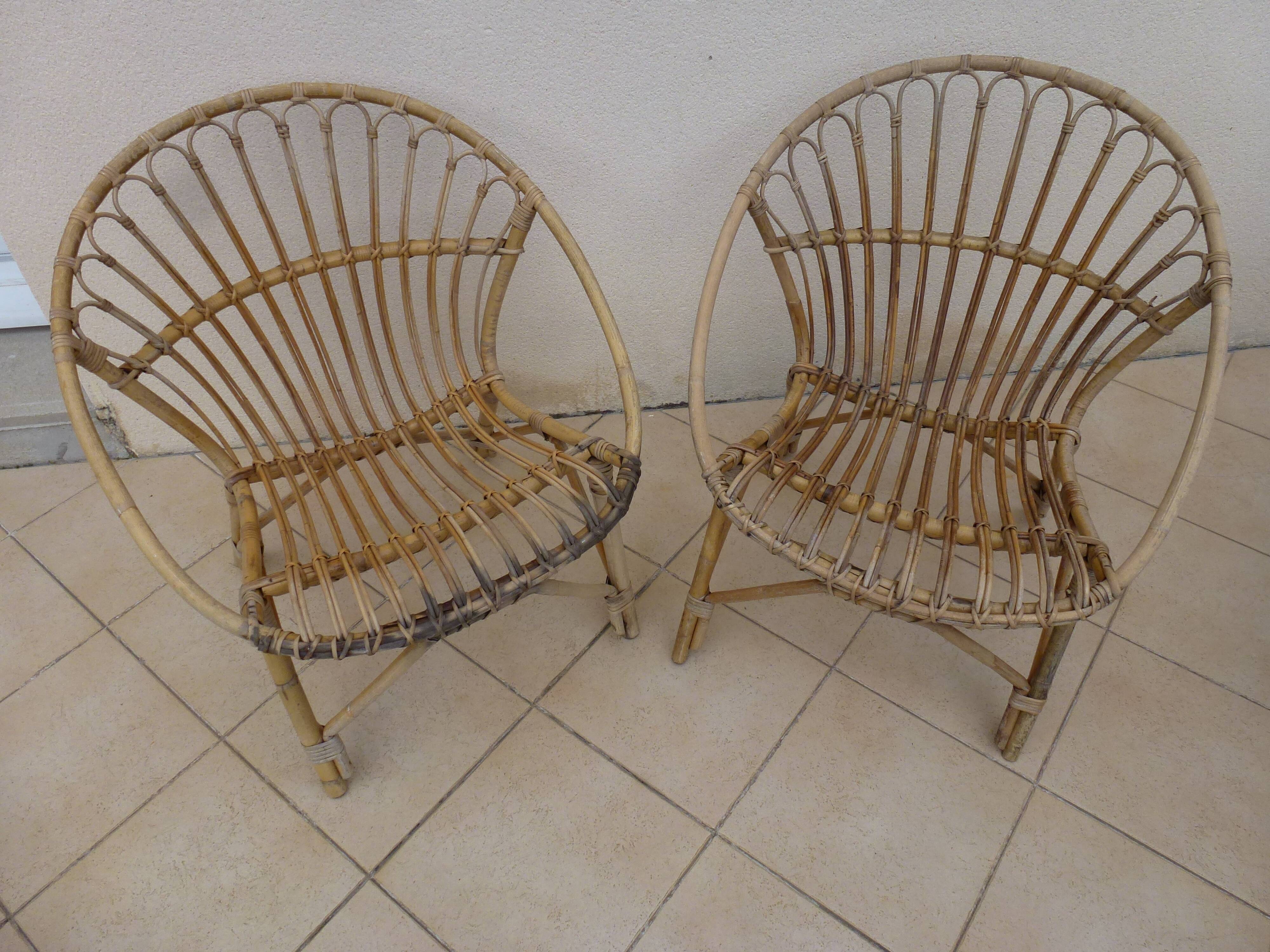 Rattan armchairs