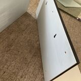 Pair of contemporary shelves in steel and stained wood