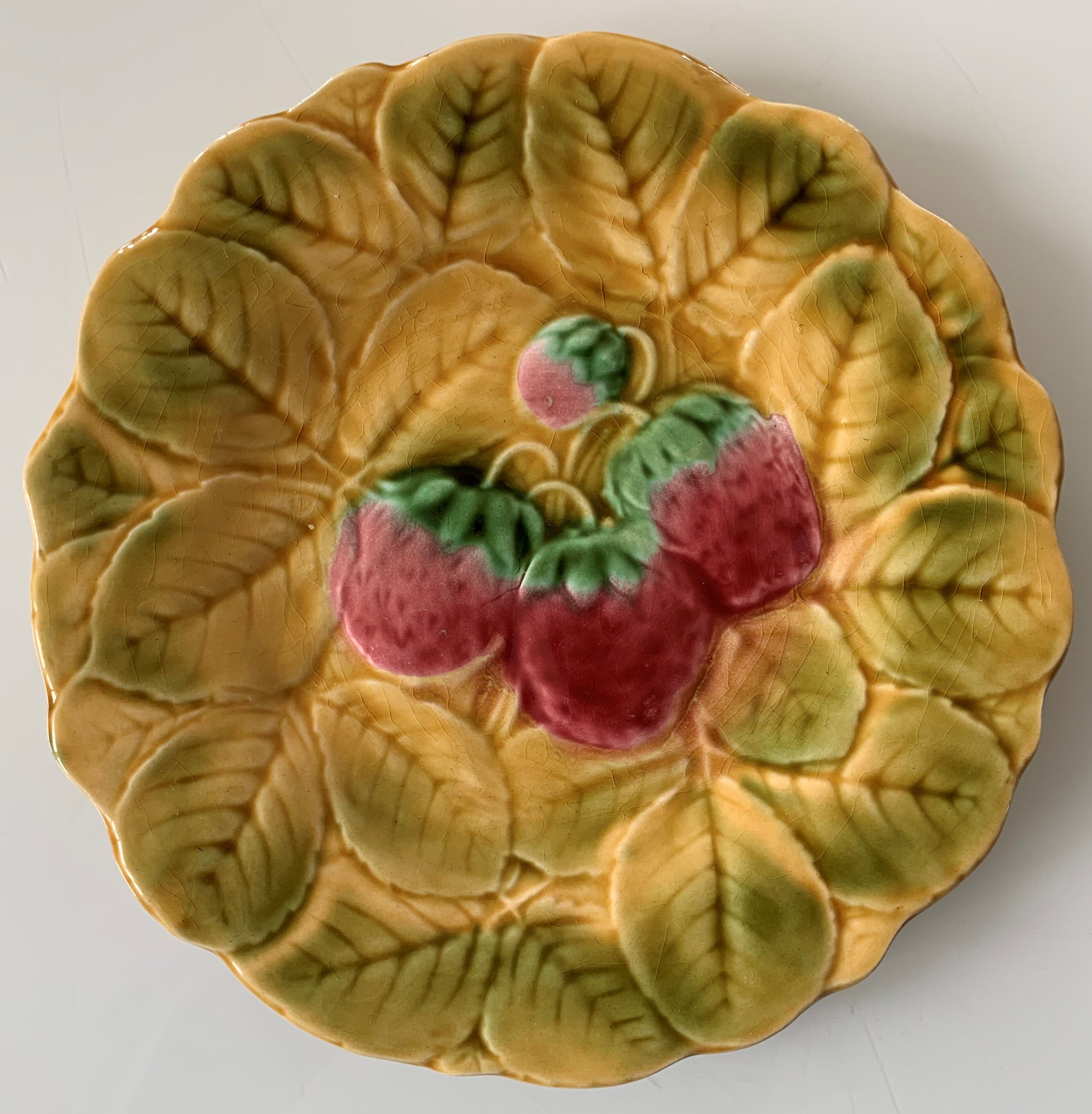 6 old plates in Sarreguemines slip