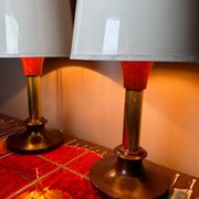 Lampes années 70 bois métal vinyle (X2)